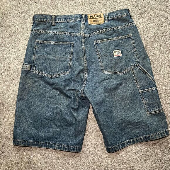 Plugg Carpenter Shorts Mens 38 Blue Denim Jeans Pockets Casual - Picture 2 of 6